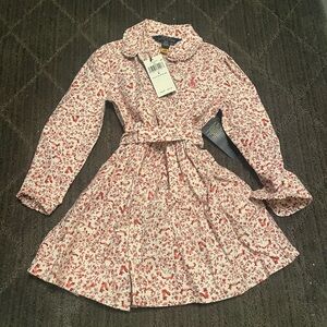 Polo by Ralph Lauren Red and White Floral Girls Button Down Dress